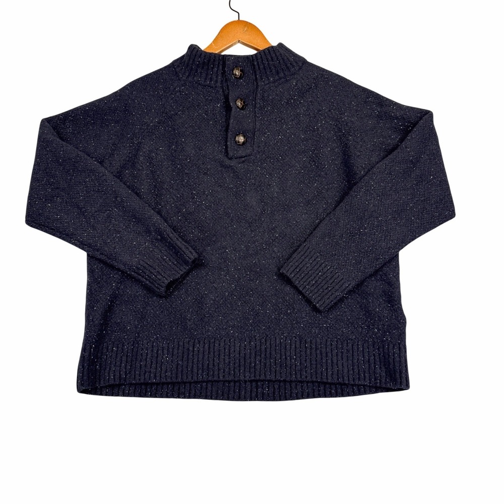 UNTUCKit Gordonne Navy Lambswool Blend Mock Neck Button Sweater Boys XL‎ Blue